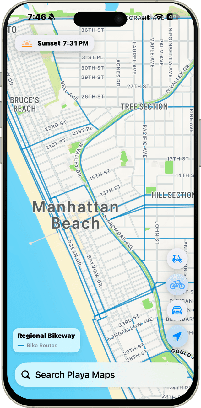 Maps bike route screen