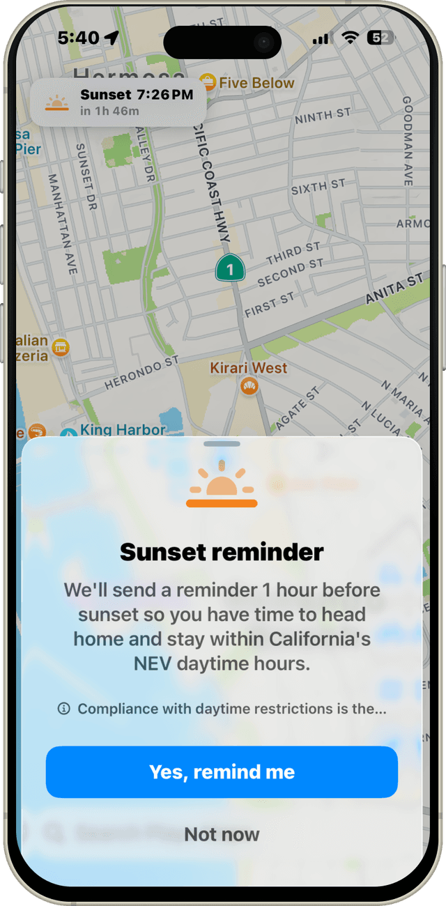 Maps sunset screen